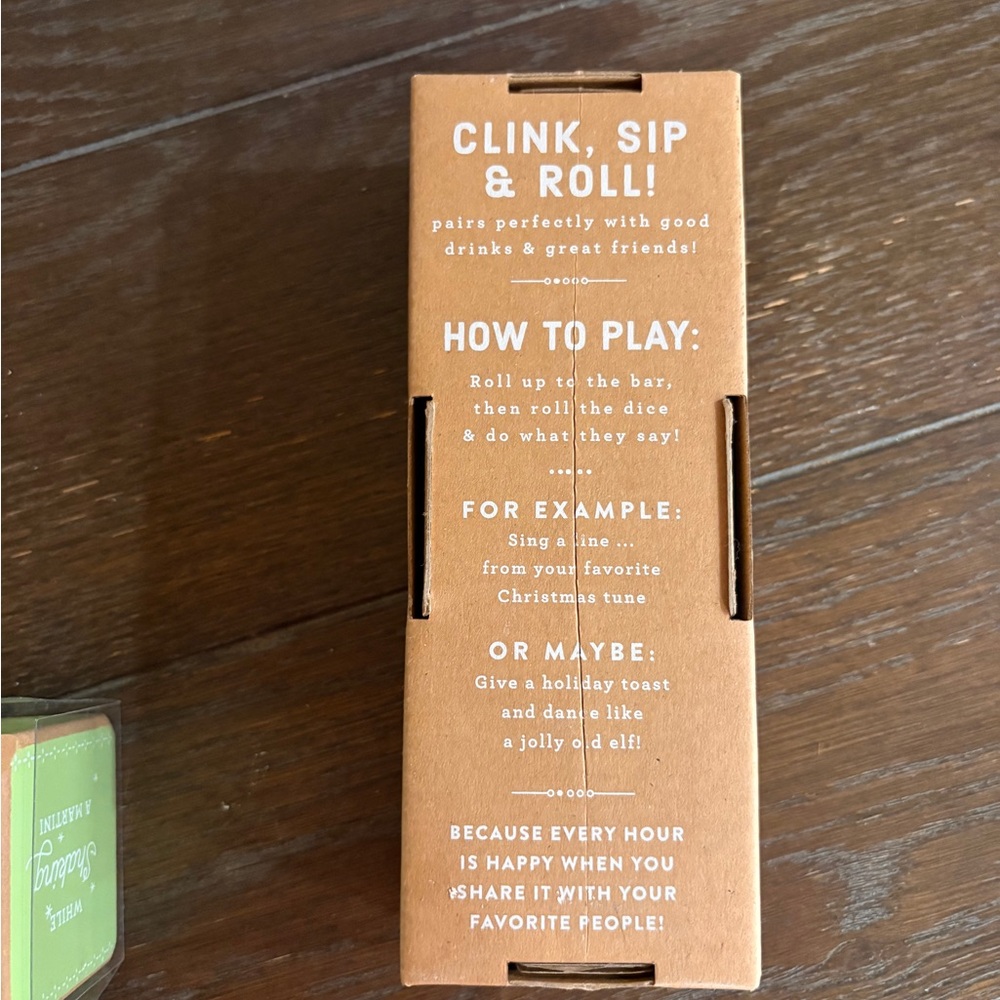 Holiday Happy Hour Party Game Dice Set - Red, Green, Gray - Picture 2 of 7